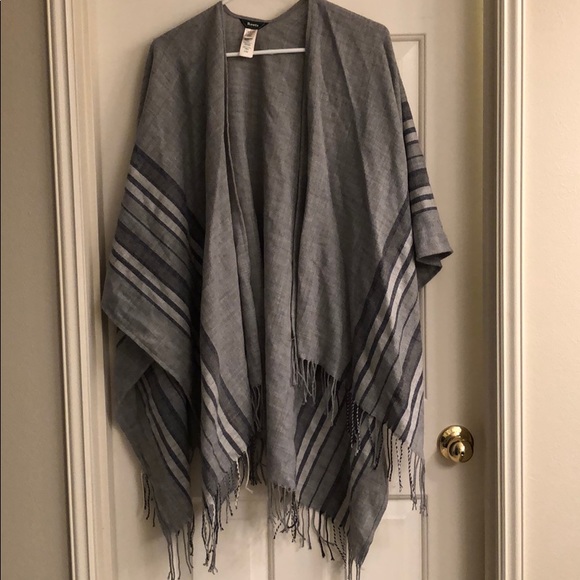 Roots Sweaters - Roots Gray Striped Women's Poncho